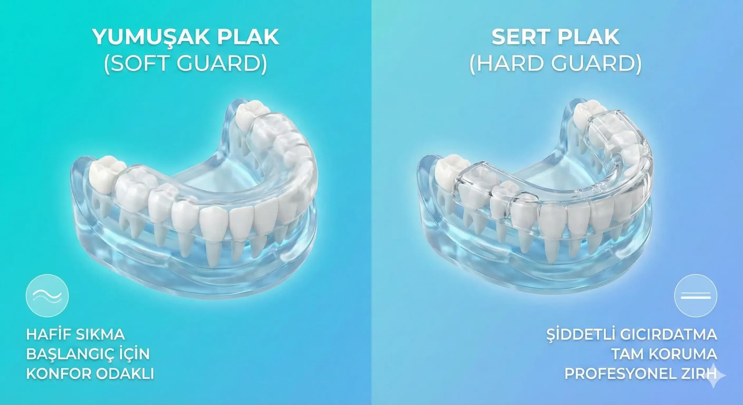 yumuşak plak mi sert plak mi diş sıkma şiddetine göre zırhınızı seçin