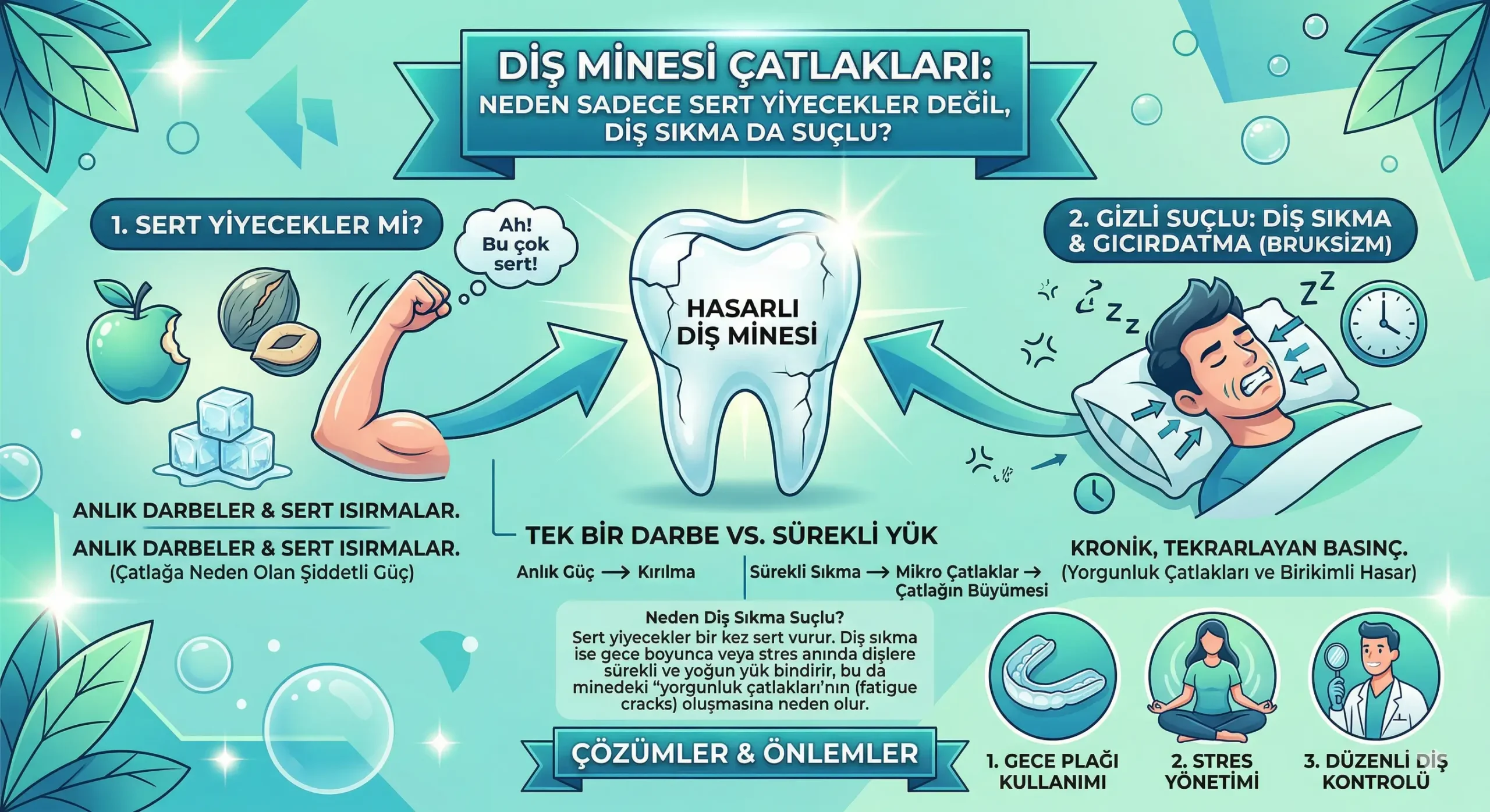 diş minesi çatlaklarının gizli nedeni diş sıkma